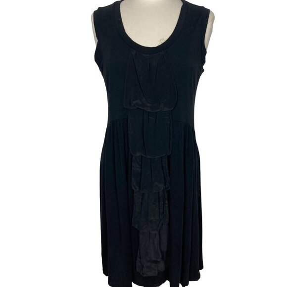 Oonagh by Nanette Lepore Black Dress Womens Large Ruffle Front Sleeveless - Picture 3 of 10